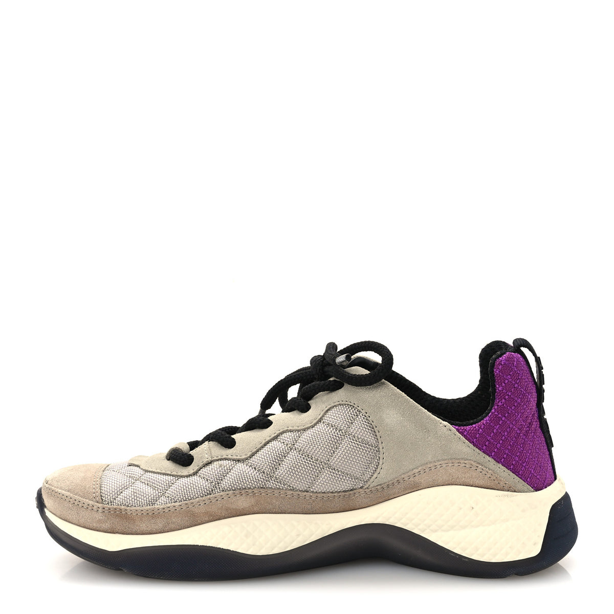 Mesh Suede Calfskin CC Sneakers 39.5 Light Beige Purple Beige