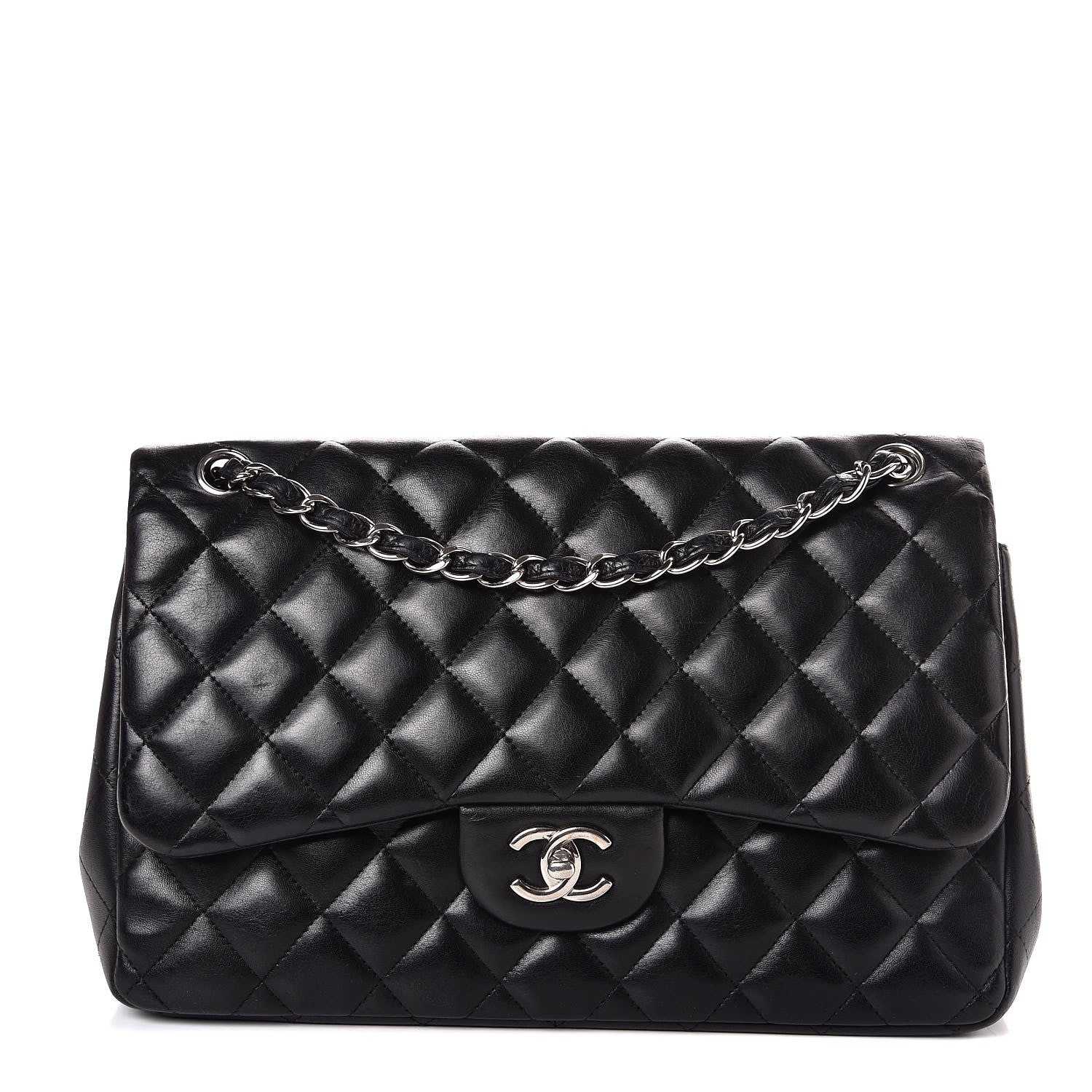 Chanel Lambskin Quilted Jumbo Double Flap Black 1 of 7