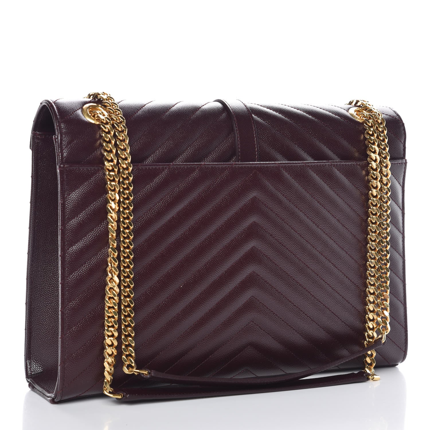 Saint Laurent Grain De Poudre Matelasse Chevron Large Monogram Satchel Rouge Legion 3 of 11