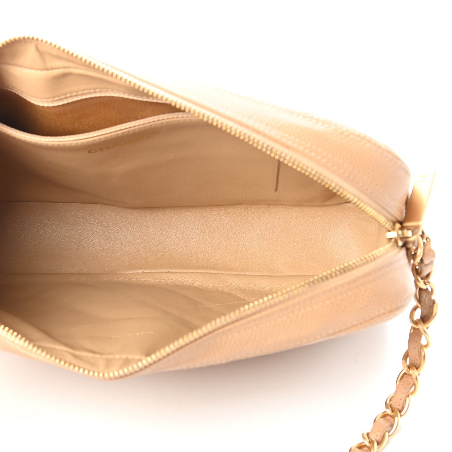 Caviar Quilted CC Camera Shoulder Bag Beige