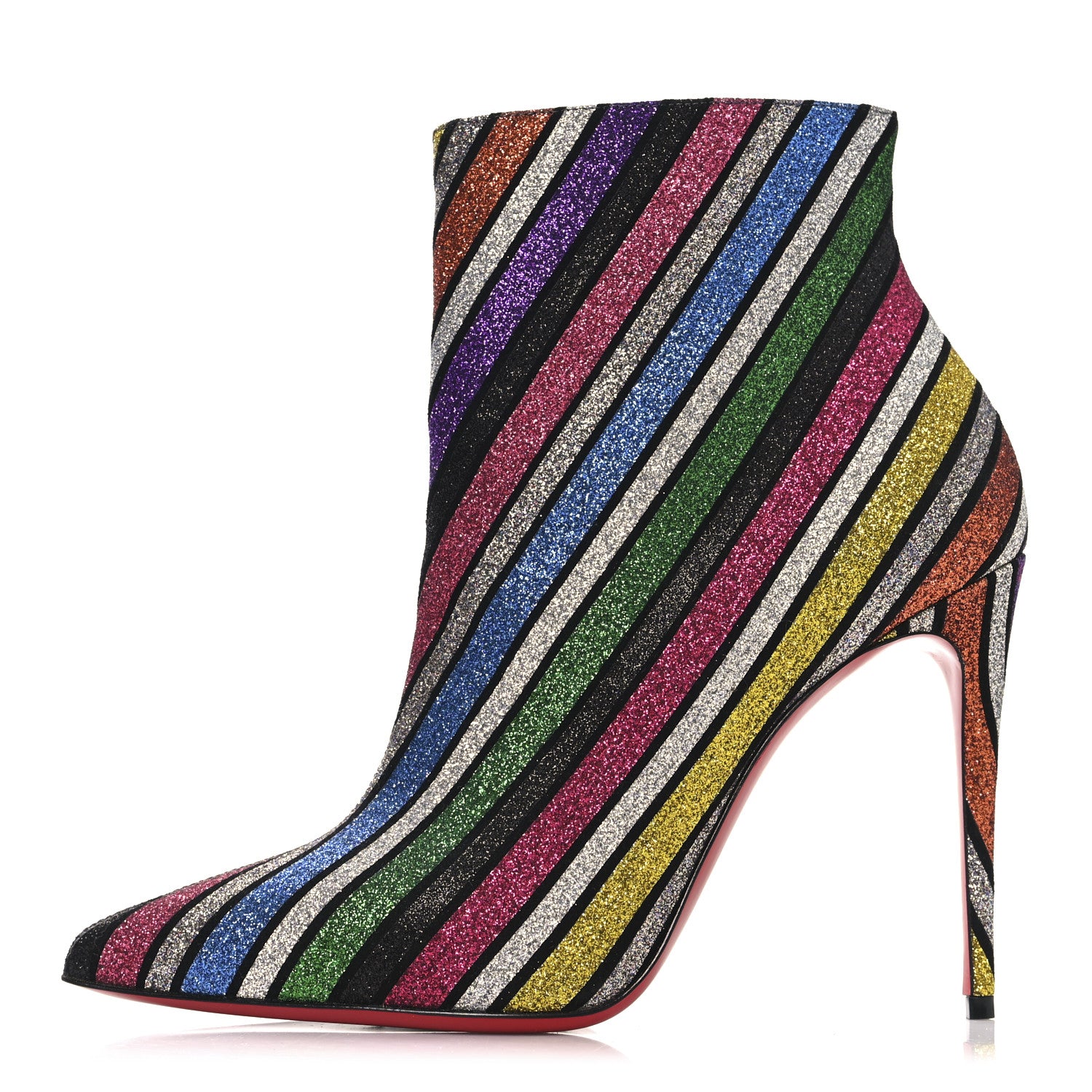 Christian Louboutin Suede Stripyglitter So Kate Booty 100 Ankle Boots 38 Multi 1 of 8