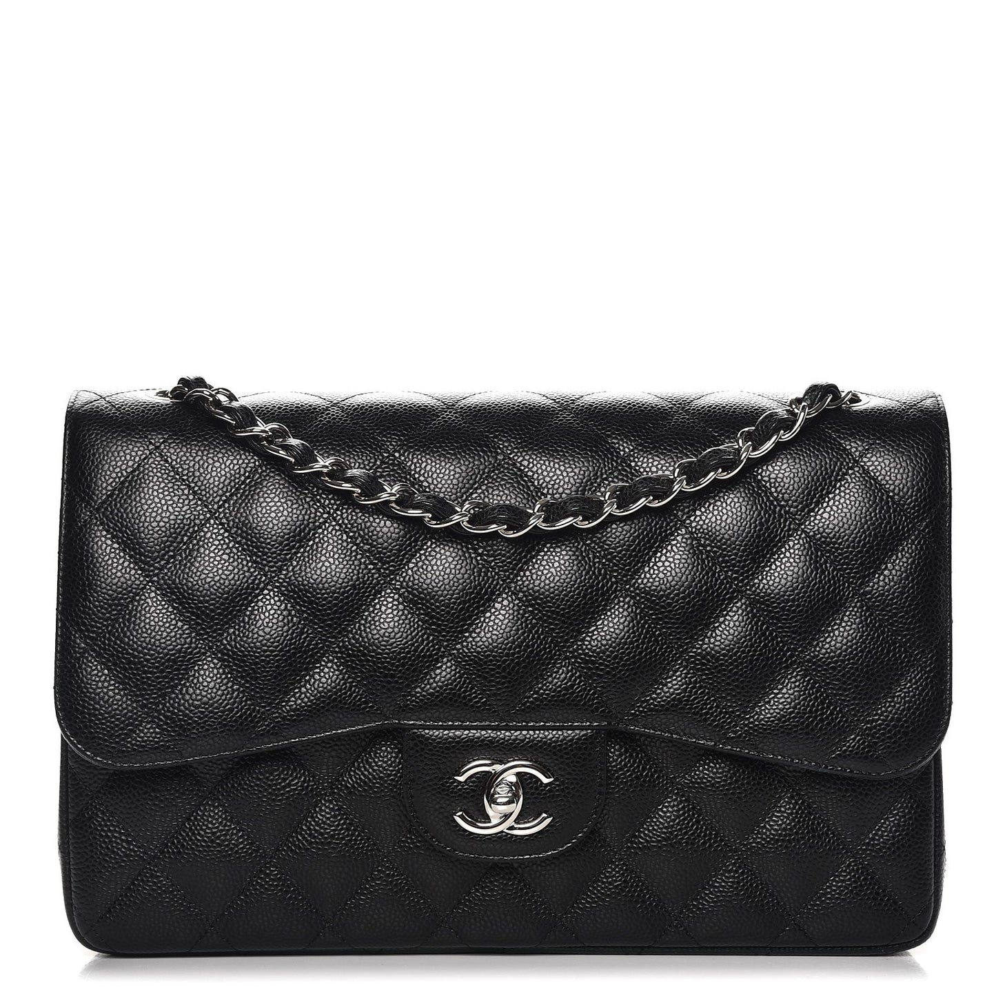 Caviar Quilted Jumbo Double Flap Black