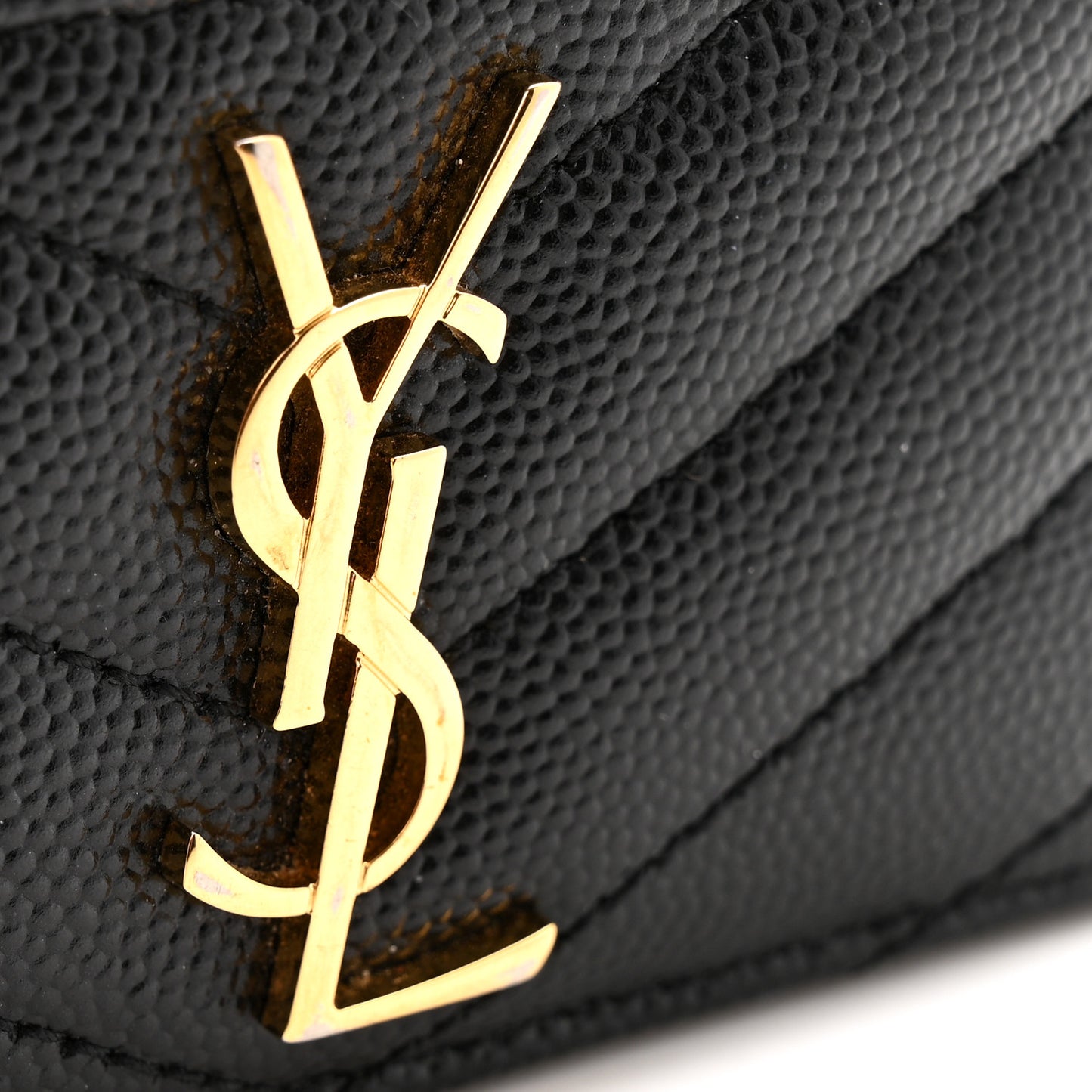 Grain De Poudre Matelasse Chevron Monogram Credit Card Case Black