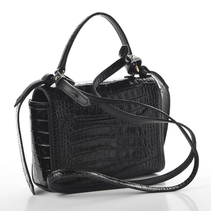 Givenchy Calfskin Crocodile Embossed Eden Mini Top Handle Black 3 of 9
