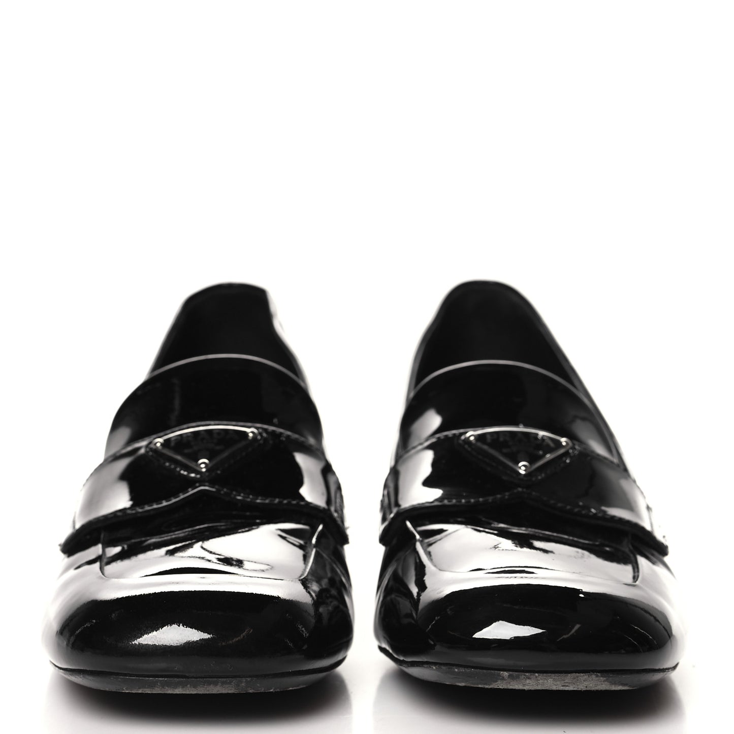 Patent Metal Triangle Logo 50mm Loafers 38.5 Black