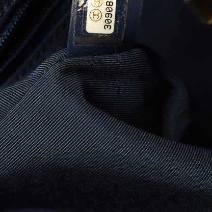 Chanel Cotton Canvas Quilted Medium Chanel 19 Flap Navy Blue 7 of 11