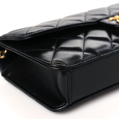 Chanel Shiny Lambskin Quilted Flap Clutch Bag Black 8 of 9