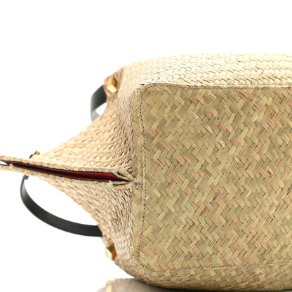 Valentino Garavani Raffia Medium Vlogo Escape Shopper Natural Black Rouge 9 of 10