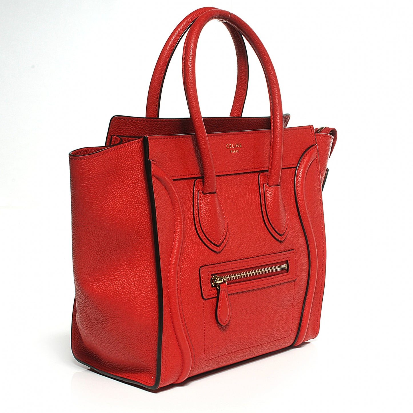 Drummed Leather Micro Luggage Coquelicot