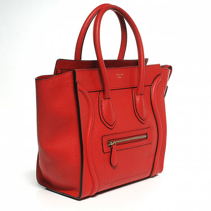 Celine Drummed Leather Micro Luggage Coquelicot 9 of 12