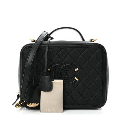 Chanel Caviar Quilted Large CC Filigree Vanity Case Black 3 of 11