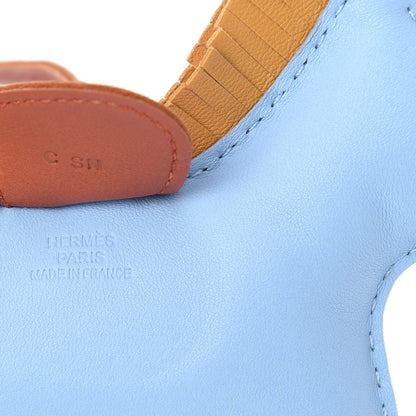 Hermes Milo Lambskin Grigri Rodeo Horse Bag Charm GM Celeste Naturel Bouton D'Or Cornaline 3 of 5