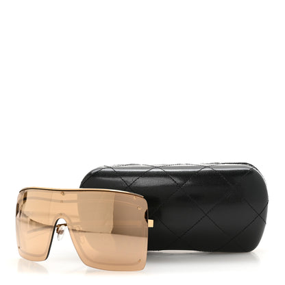 Chanel Rimless Shield Chain Sunglasses 71261 Brown Gold 7 of 7