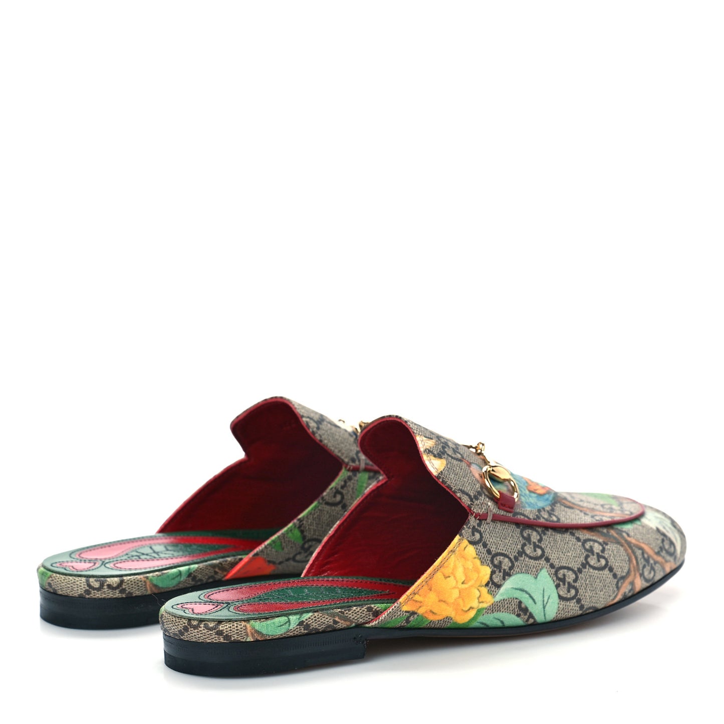GG Supreme Monogram Tian Womens Princetown Slippers 38 Beige Ebony Multicolor
