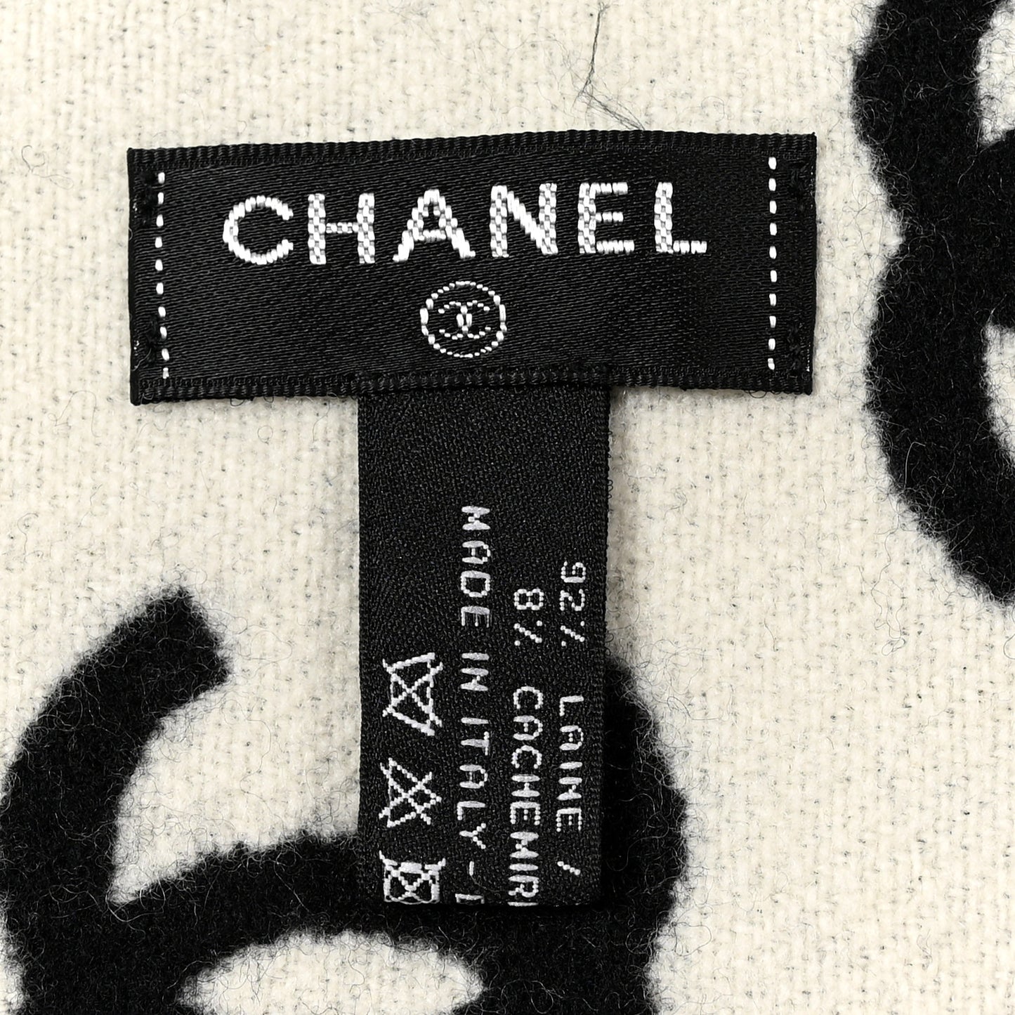 Wool Cashmere CC Scarf Black White