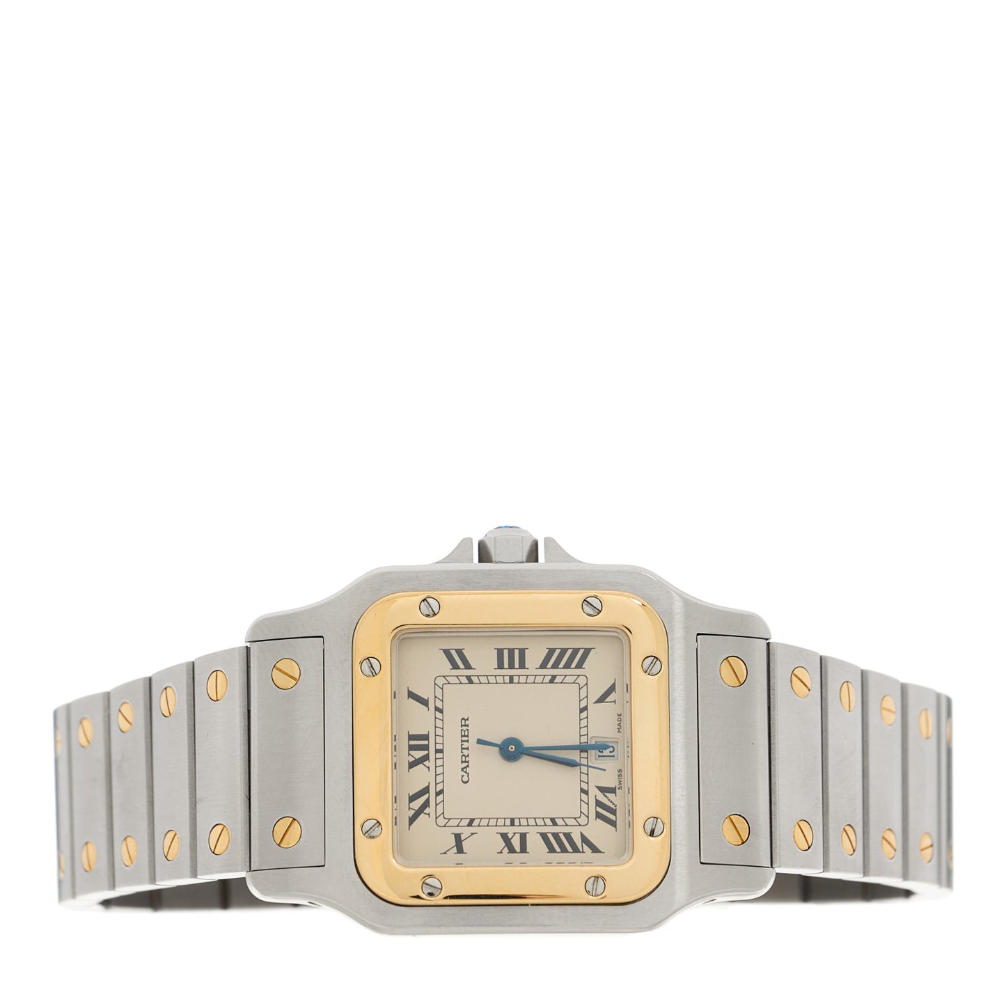 Stainless Steel 18K Yellow Gold 29mm Santos De Cartier Galbee Quartz Watch