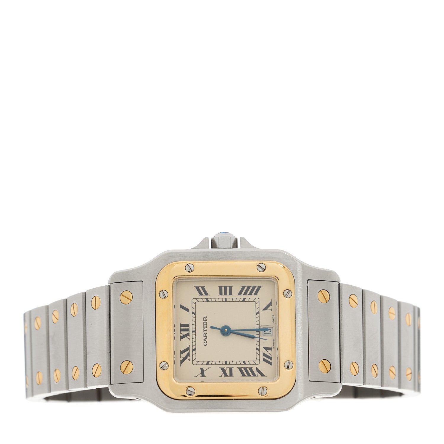 Cartier Stainless Steel 18K Yellow Gold 29mm Santos De Cartier Galbee Quartz Watch 2 of 4