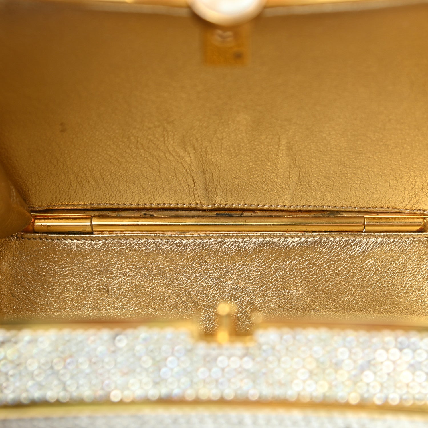 Judith Leiber Swarovski Crystal Butterfly Minaudiere Clutch Silver Gold 10 of 12