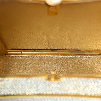 Judith Leiber Swarovski Crystal Butterfly Minaudiere Clutch Silver Gold 10 of 12