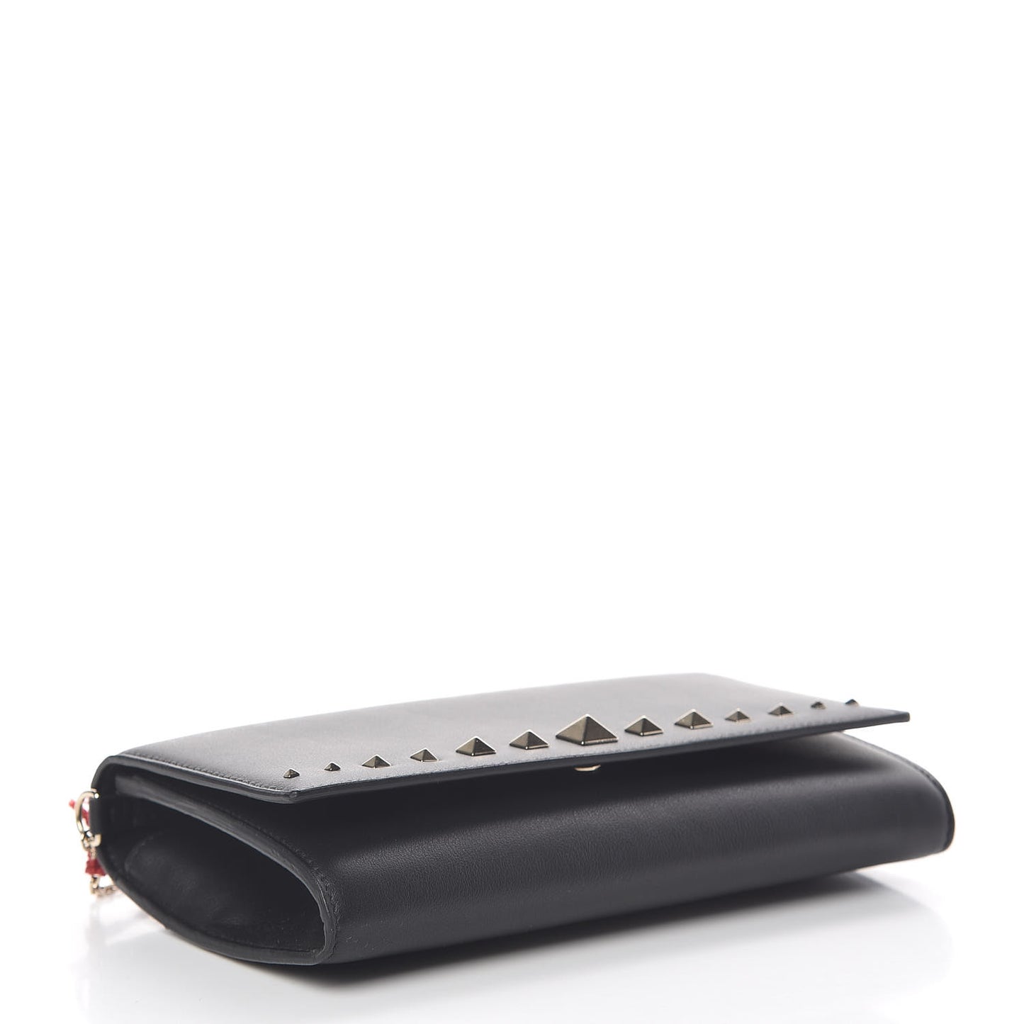 Vitello Rockstud Crossbody Wallet on Chain Black