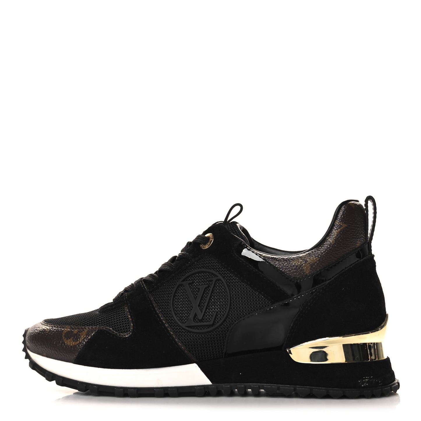 Suede Monogram Run Away Sneakers 37 Black
