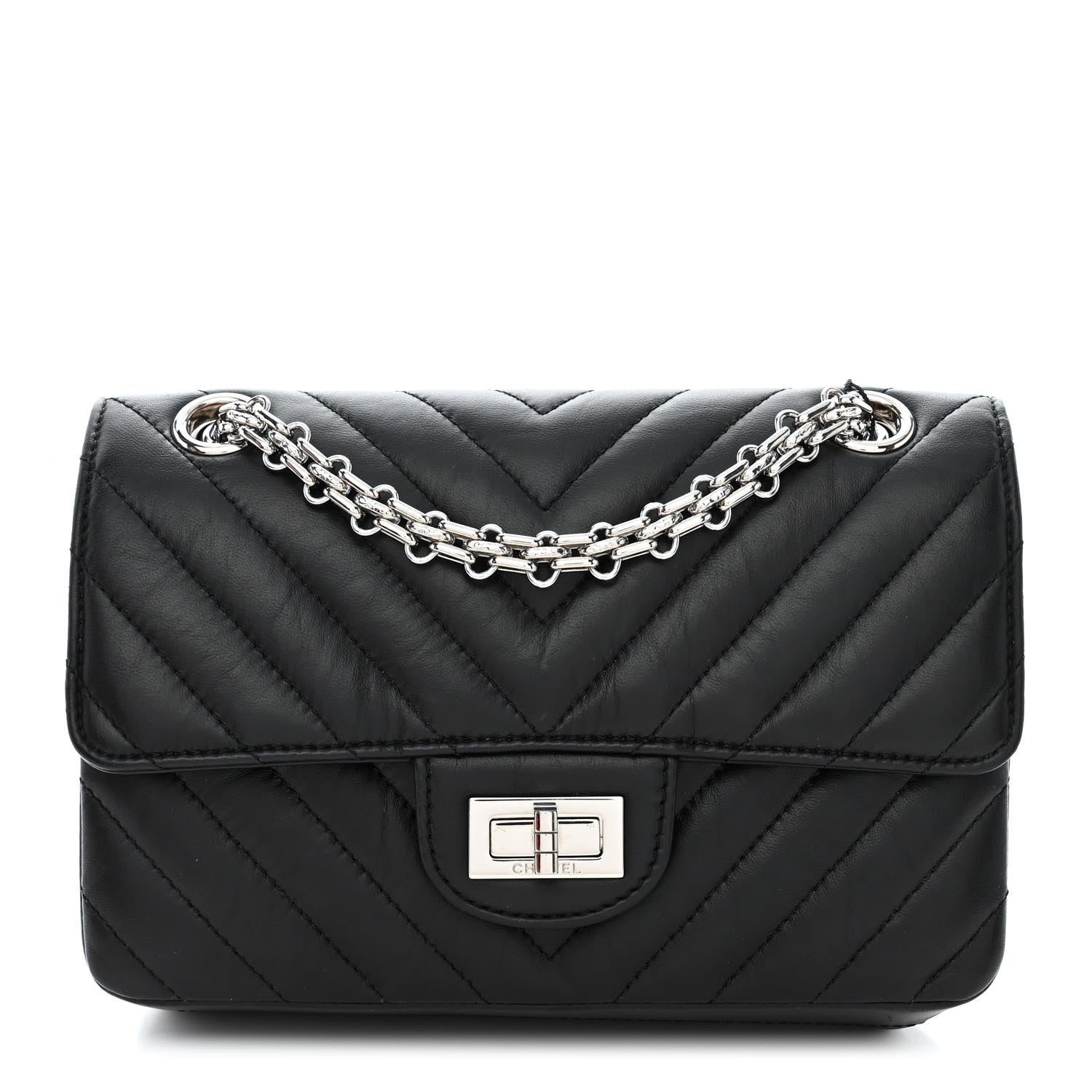 Chanel Aged Calfskin Chevron Quilted 2.55 Reissue Mini Flap Black 1 of 12