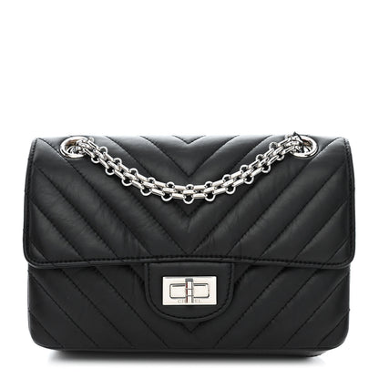 Chanel Aged Calfskin Chevron Quilted 2.55 Reissue Mini Flap Black 1 of 12