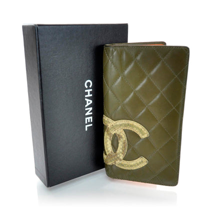 Chanel Calfskin Python Quilted Cambon Yen Wallet Khaki 6 of 9