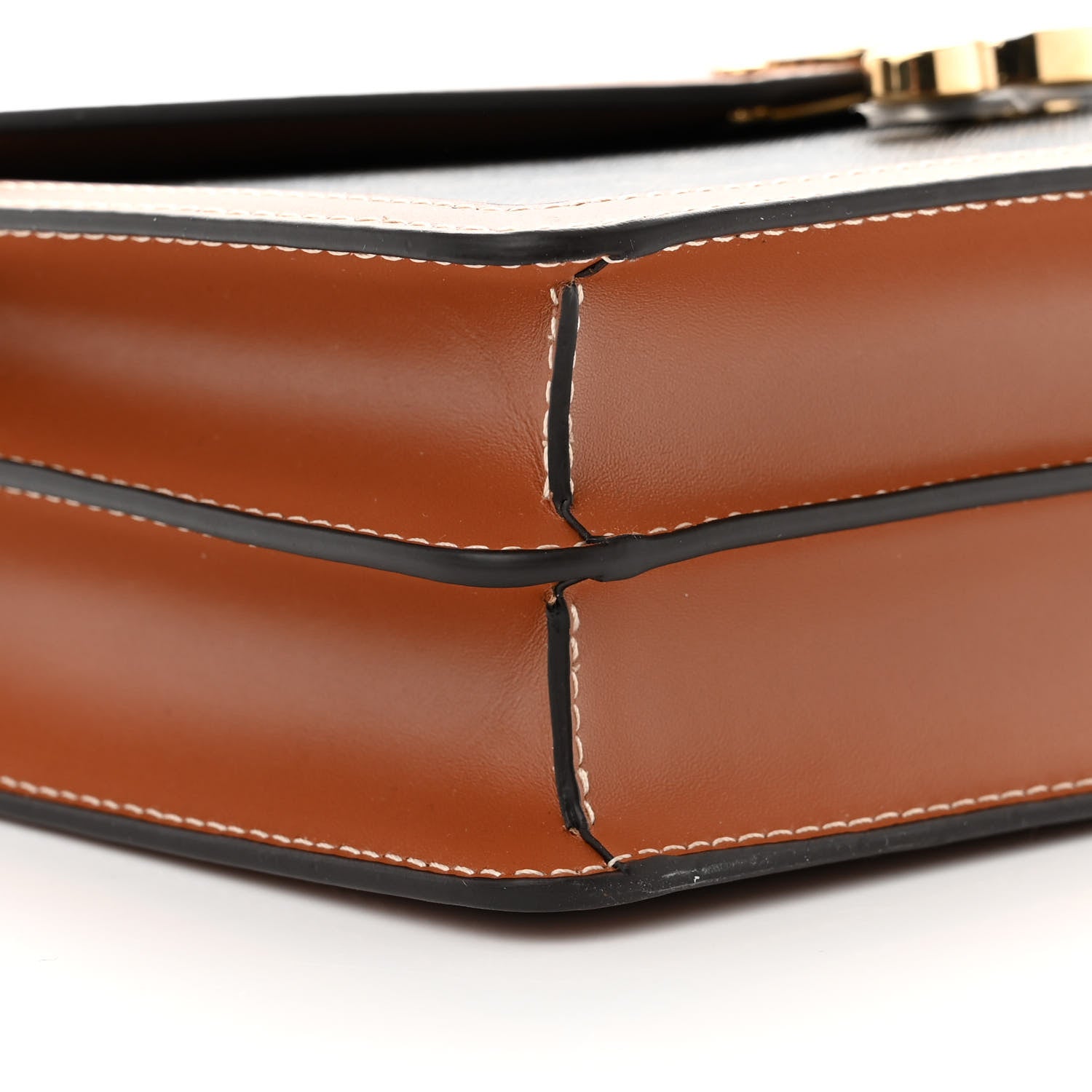 Celine Triomphe Canvas Calfskin Enveloppe Bag Tan 10 of 14