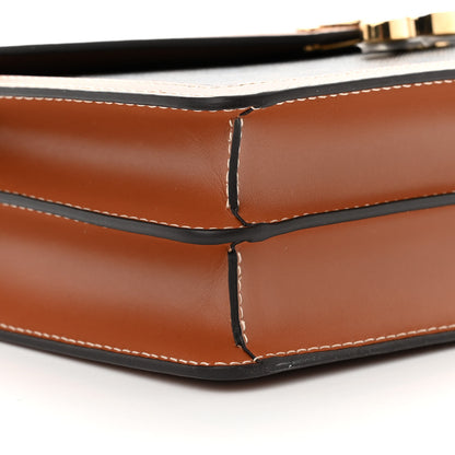 Celine Triomphe Canvas Calfskin Enveloppe Bag Tan 10 of 14