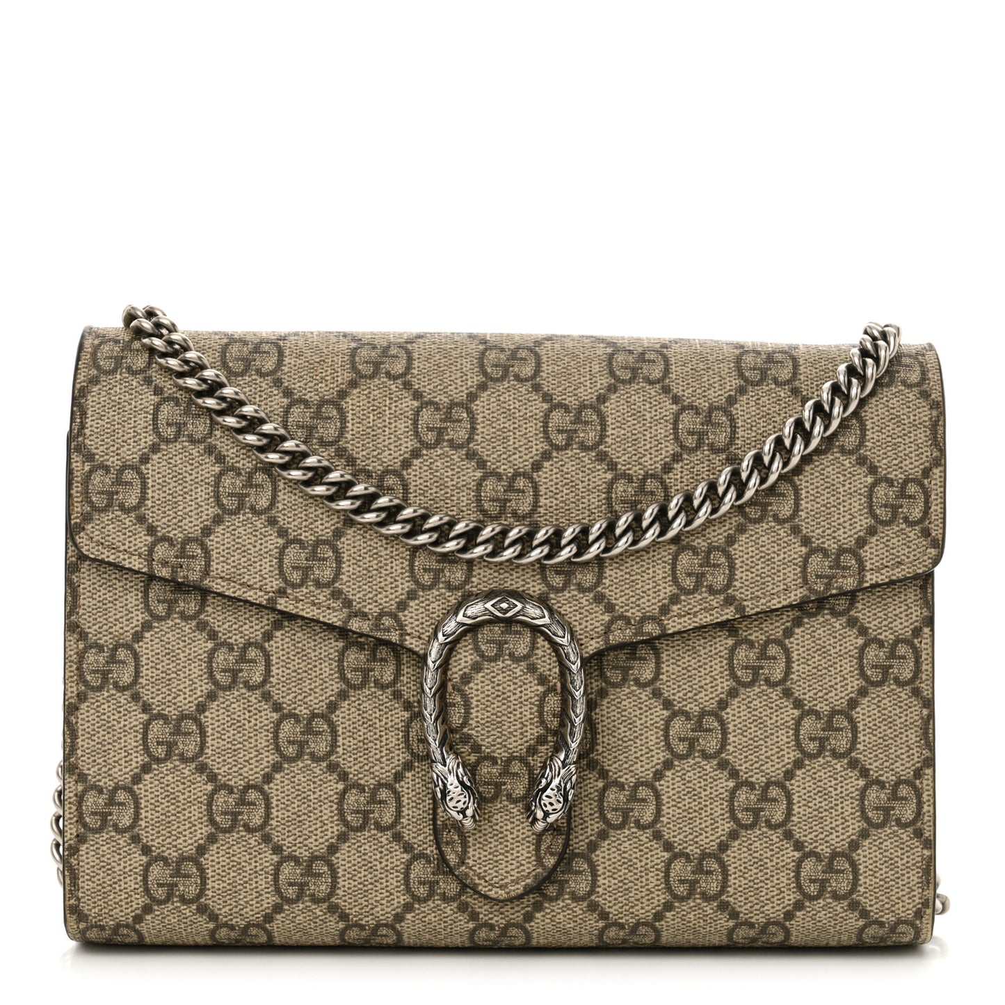 GG Supreme Monogram Mini Dionysus Chain Wallet Beige Taupe