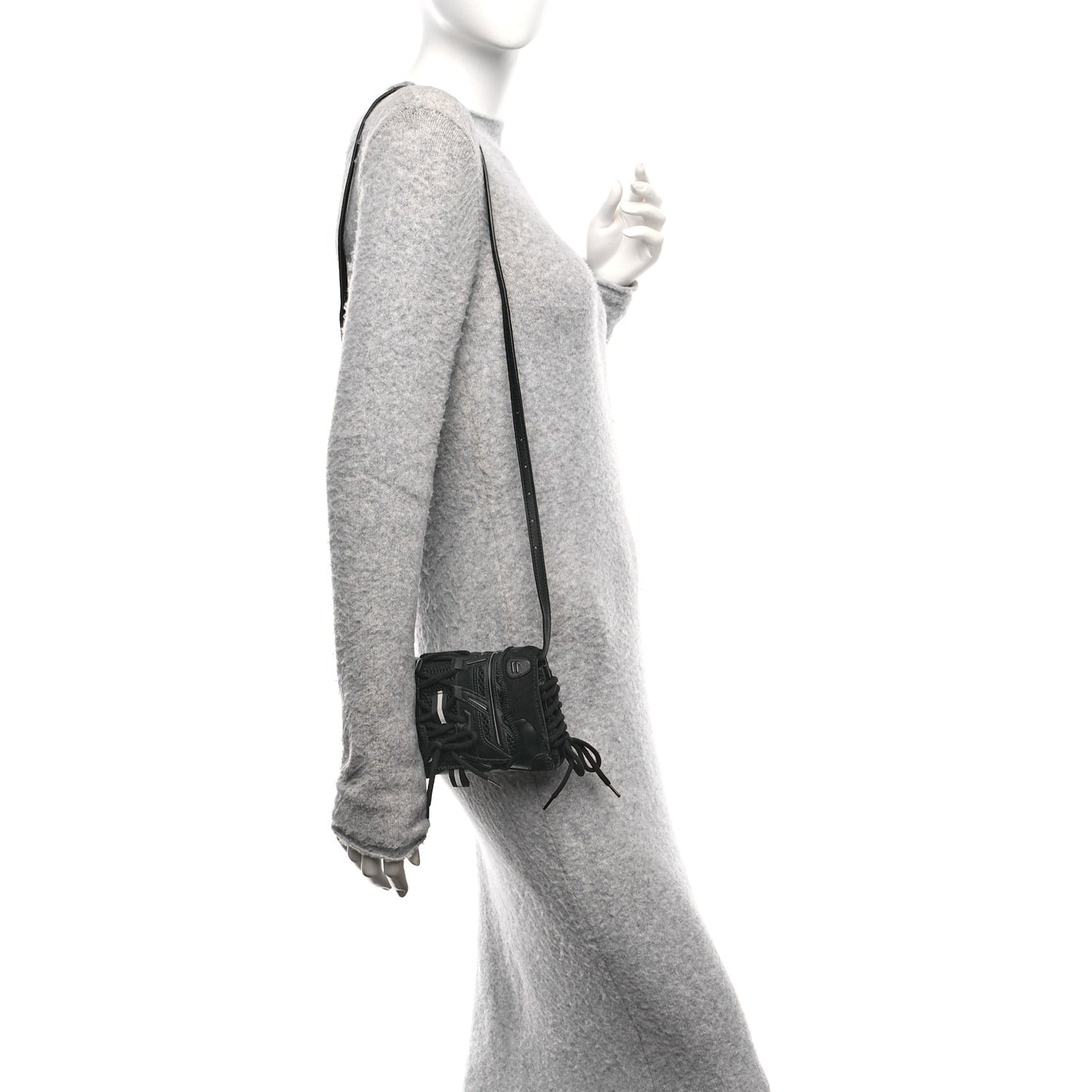 Faux Calfskin Fabric Sneakerhead Phone Crossbody Bag Black