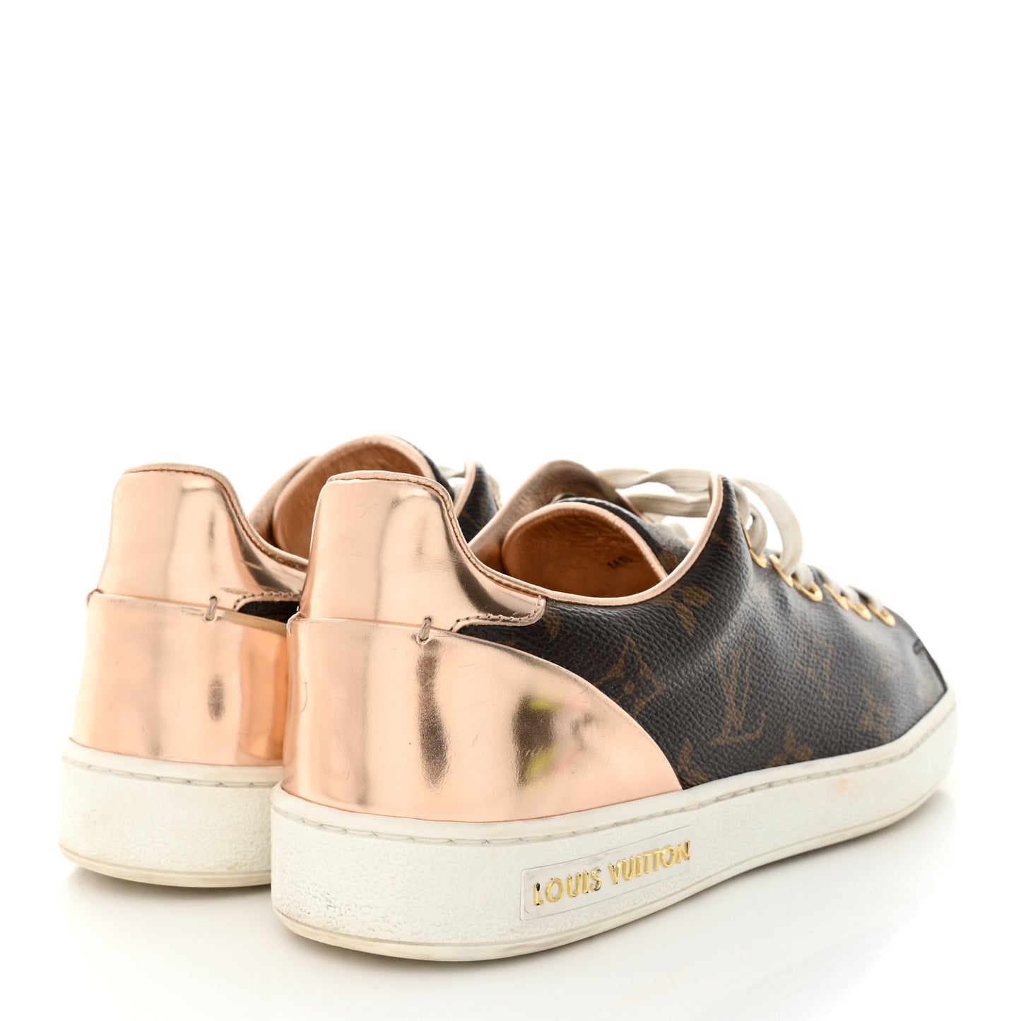 Patent Monogram Frontrow Sneakers 36 Rose Gold