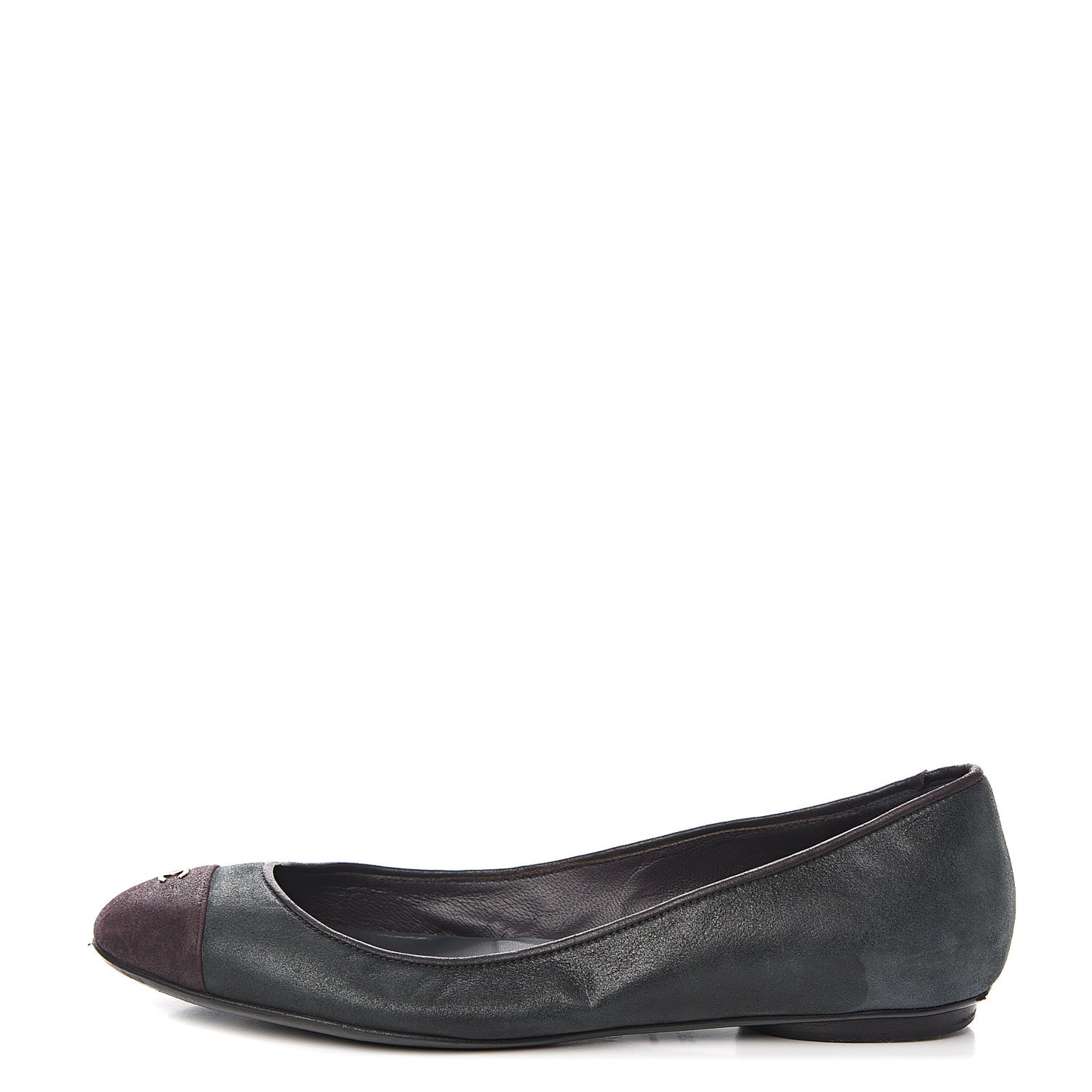 Suede Cap Toe CC Ballerina Flats 36.5 Dark Green Burgundy