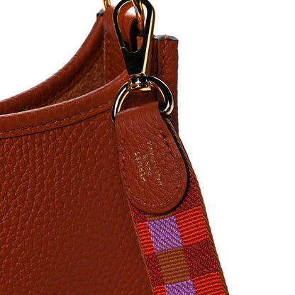 Hermes Taurillon Clemence Maxi Quadrille Evelyne TPM Cuivre Capucine Parme Rouge Duchess 8 of 13