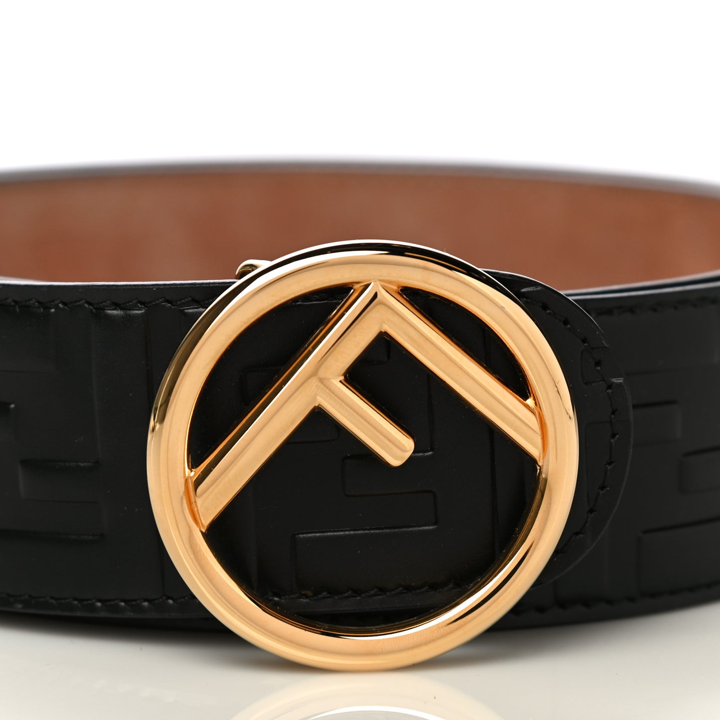 Calfskin F is Fendi FF 1974 Embossed Belt 90 36 Black