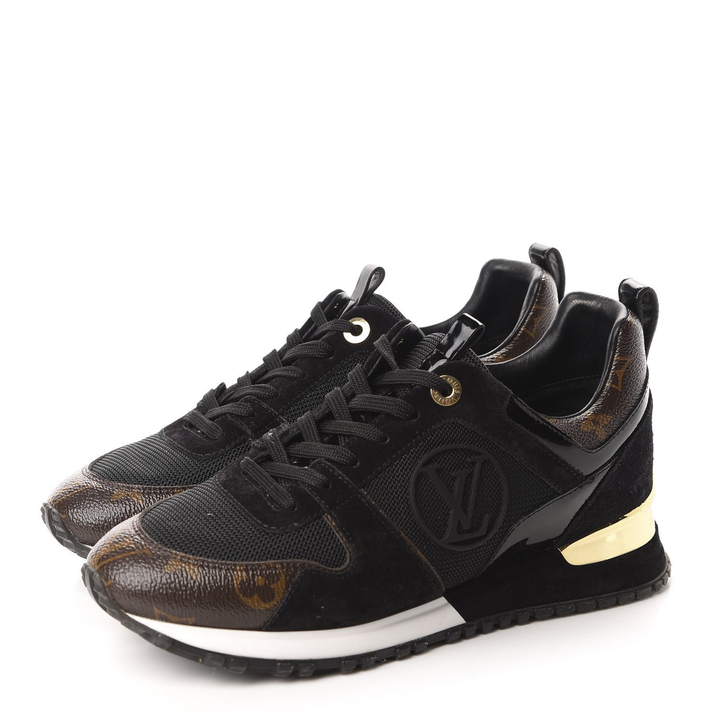 Suede Monogram Run Away Sneakers 36 Black