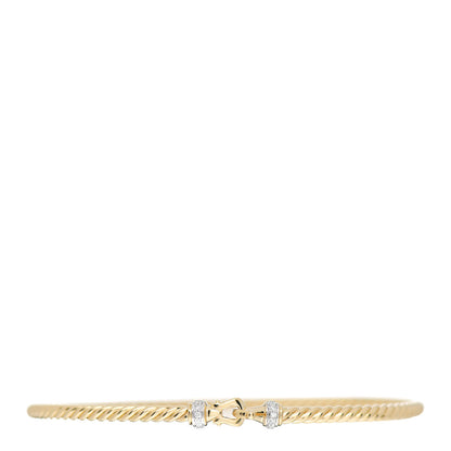 David Yurman 18K Yellow Gold Diamond 2.6mm Cable Collectibles Buckle Bracelet 1 of 3