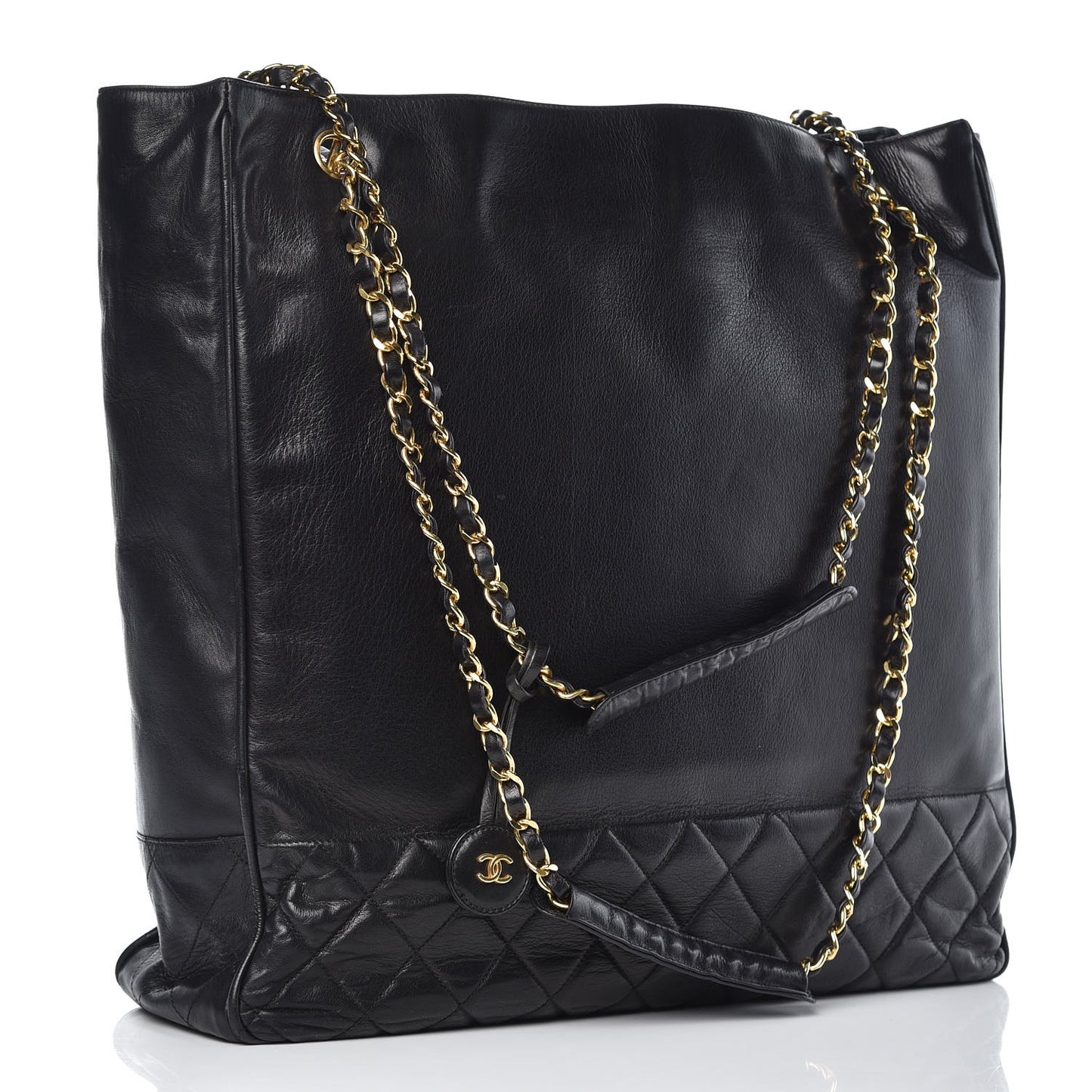 Lambskin Shopping Tote Black