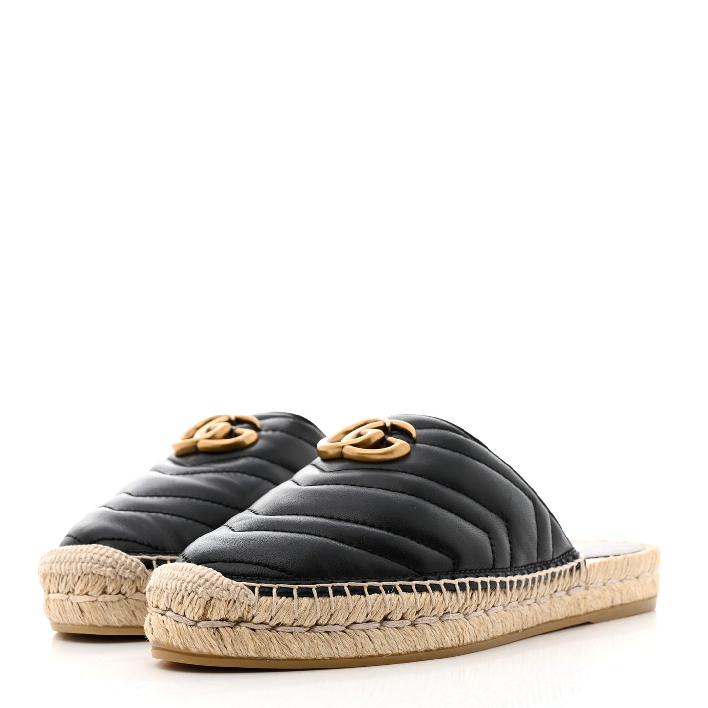 Nappa Matelasse GG Marmont Espadrille Slippers 38 Black