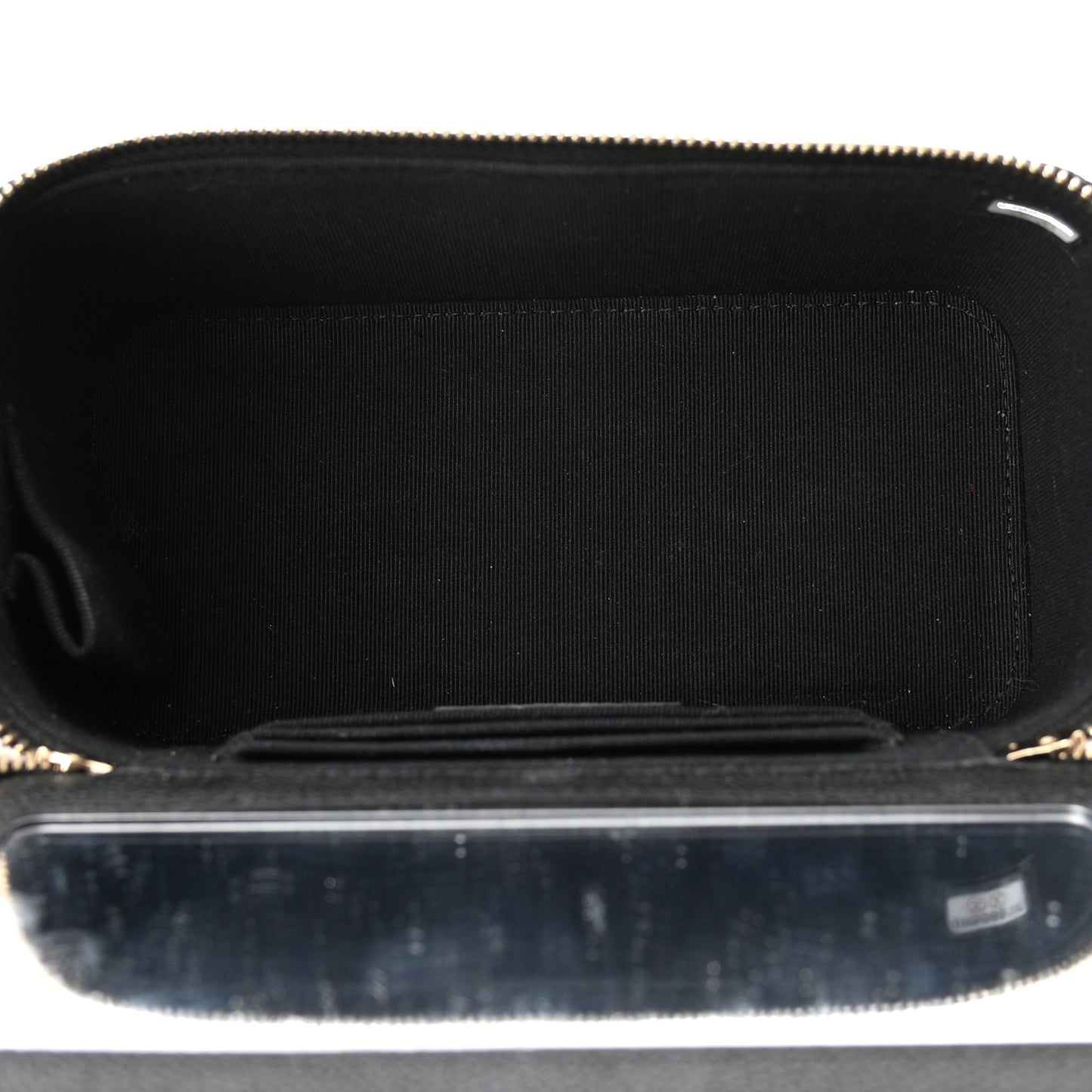Caviar Quilted Small Vanity Case With Chain Black