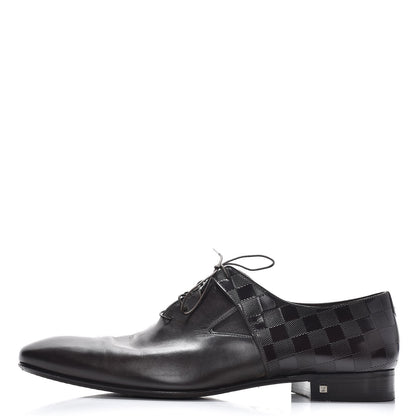 Louis Vuitton Mens Calfskin Damier Delaware Lace Up Shoes 13 Brown 1 of 10