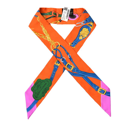 Hermes Silk Brides de Gala Twilly Orange Bleu Azur 1 of 4