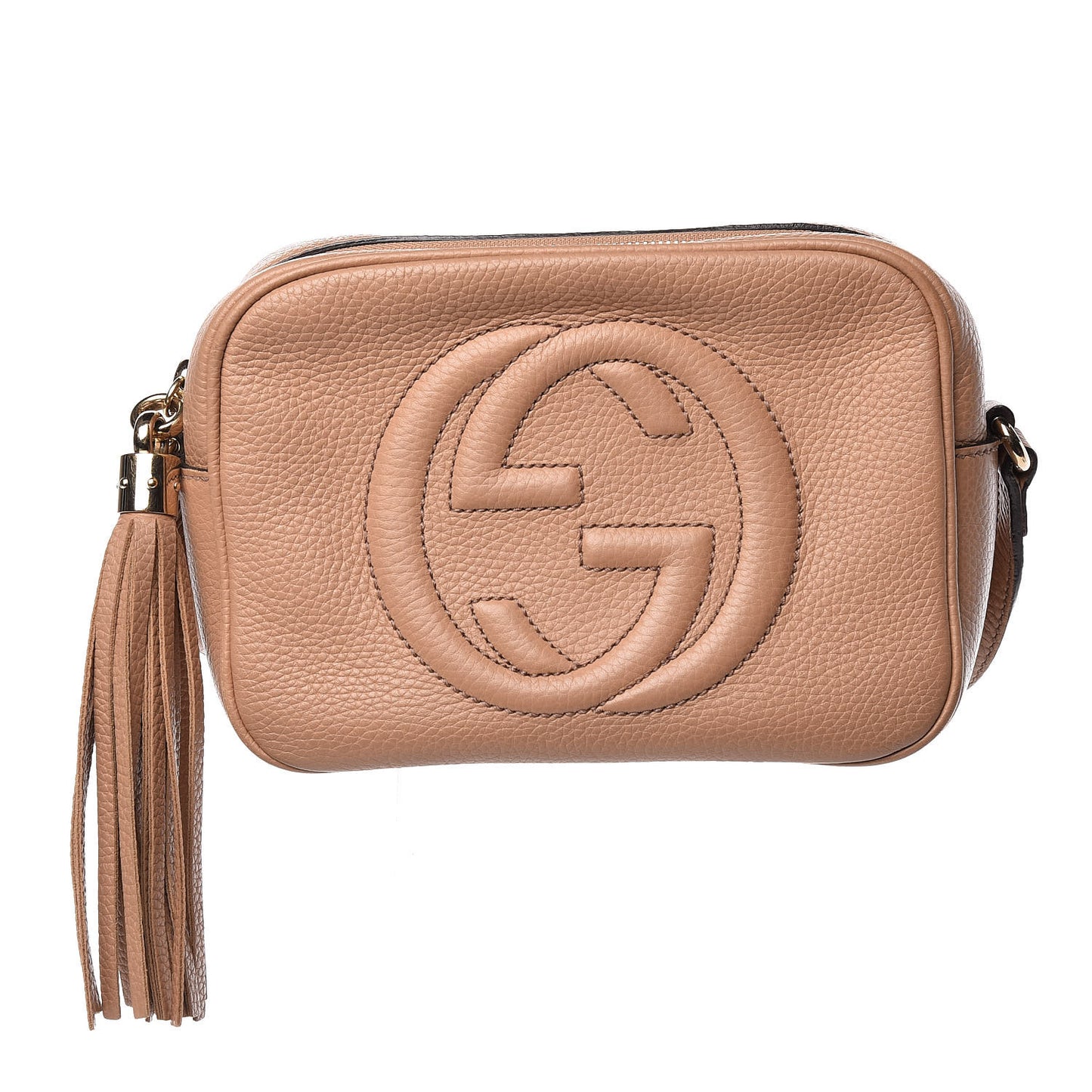Pebbled Calfskin Small Soho Disco Bag Rose Beige