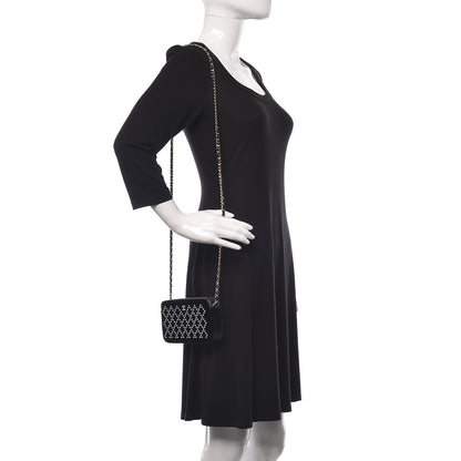 Chanel Velvet Pearl Small Clutch With Chain Black 2 of 13