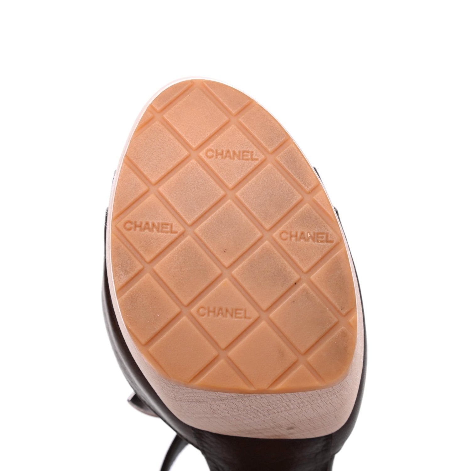 Chanel Calfskin Wooden CC Sandals 38 Dark Brown 13 of 17