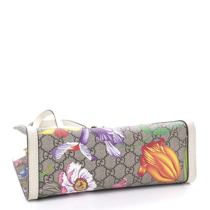 Gucci GG Supreme Monogram Flora Textured Calfskin Small Padlock Tote Beige Ebony Multicolor Mystic White 4 of 10