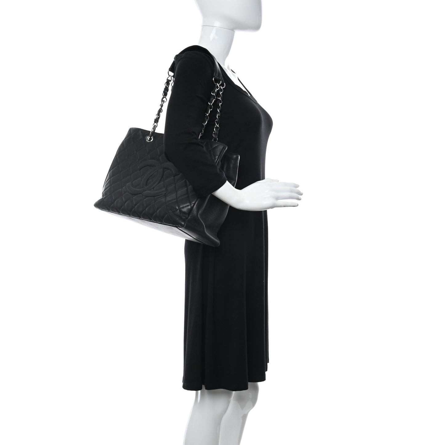 Caviar Quilted Grand Shopping Tote GST Black