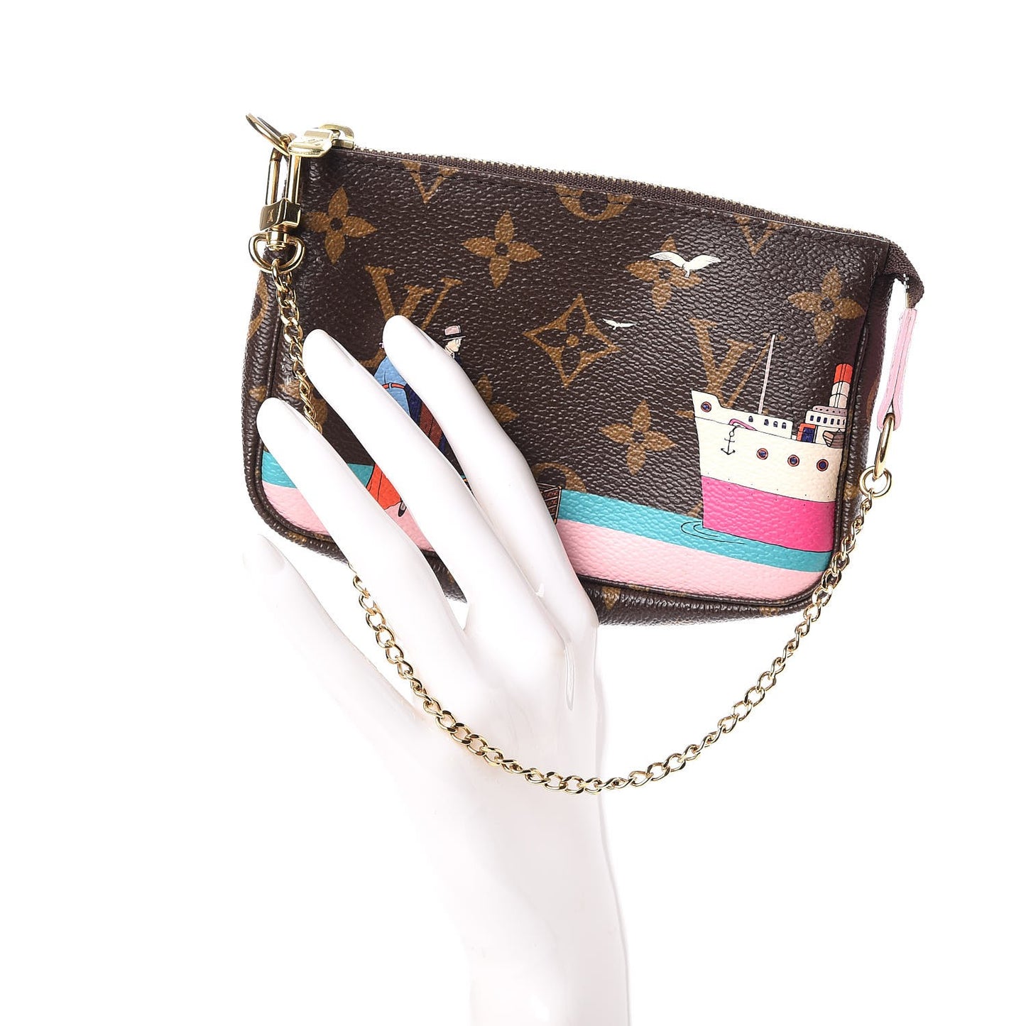Monogram 2016 Christmas Animation Mini Pochette Accessories Rose Ballerine