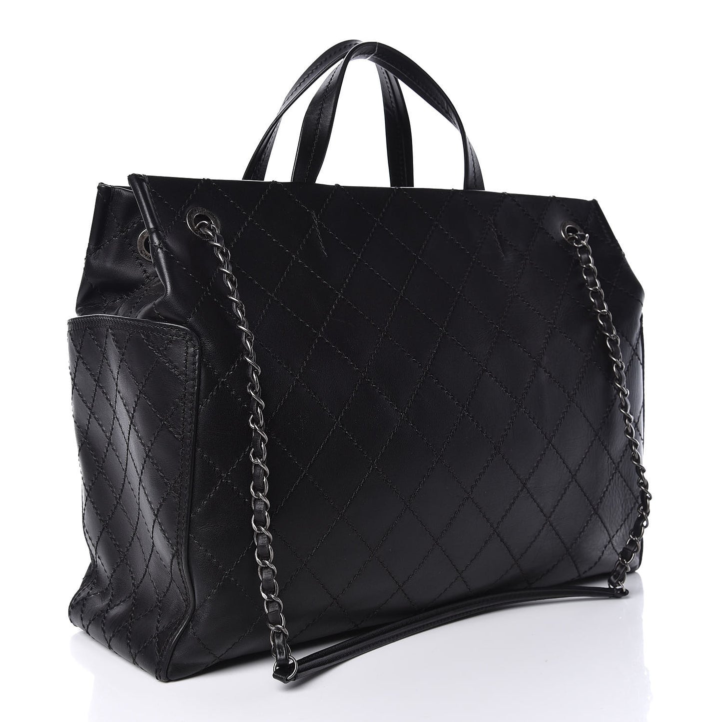 Calfskin CC Pocket Tote Black